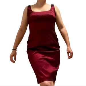 Brushed Metallic Burgundy Cocktail Dress Size 8